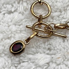 Jewelry Set Toggle Necklace Pierced Earrings Reddish Purple Glass Stone NICE
