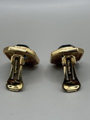 CHRISTIAN DIOR London Blue Topaz Crystal Gold Tone Vintage Clip On Earrings