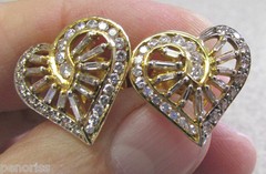 Stunning Beautiful Large Heart Shape Diamond Earrings 14k Gold Make OIffer