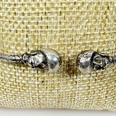 Vintage Sterling Silver African Head Cuff Bracelet Caribbean Tourist Jewelry 7.5