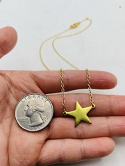 Vintage Gold Tone Celestial Star Charm Dainty Everyday Dainty 16” Necklace