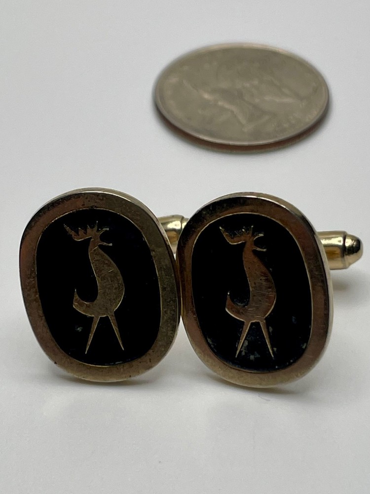 Vintage Anson Rooster Gold Tone Atomic Cufflinks