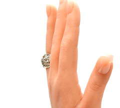 925 Sterling Silver White Topaz Bubble Dome Ring Chunky Statement Sz 6 Jewelry