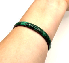 Vintage Copper and Green Malachite Inlay Bangle Bracelet 2.25″ Diameter
