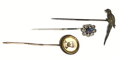 Antique Victorian Lot of 3 Stick Pins with Semi Precious Metal & stone