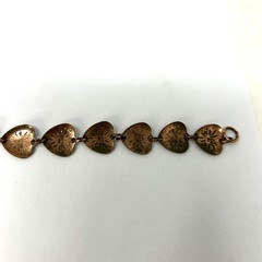 Vtg Wheeler Co Link Heart Bracelet 7.25” Solid Copper Southwest Stamped 10g