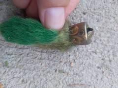 Vintage Rabbit Foot Good Luck Charm USA Green Marked CHARM USA