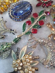 Antique Brooch Lot Crown Trifari Jewled Symphony,Czech, Alfred Philippe?? Etc