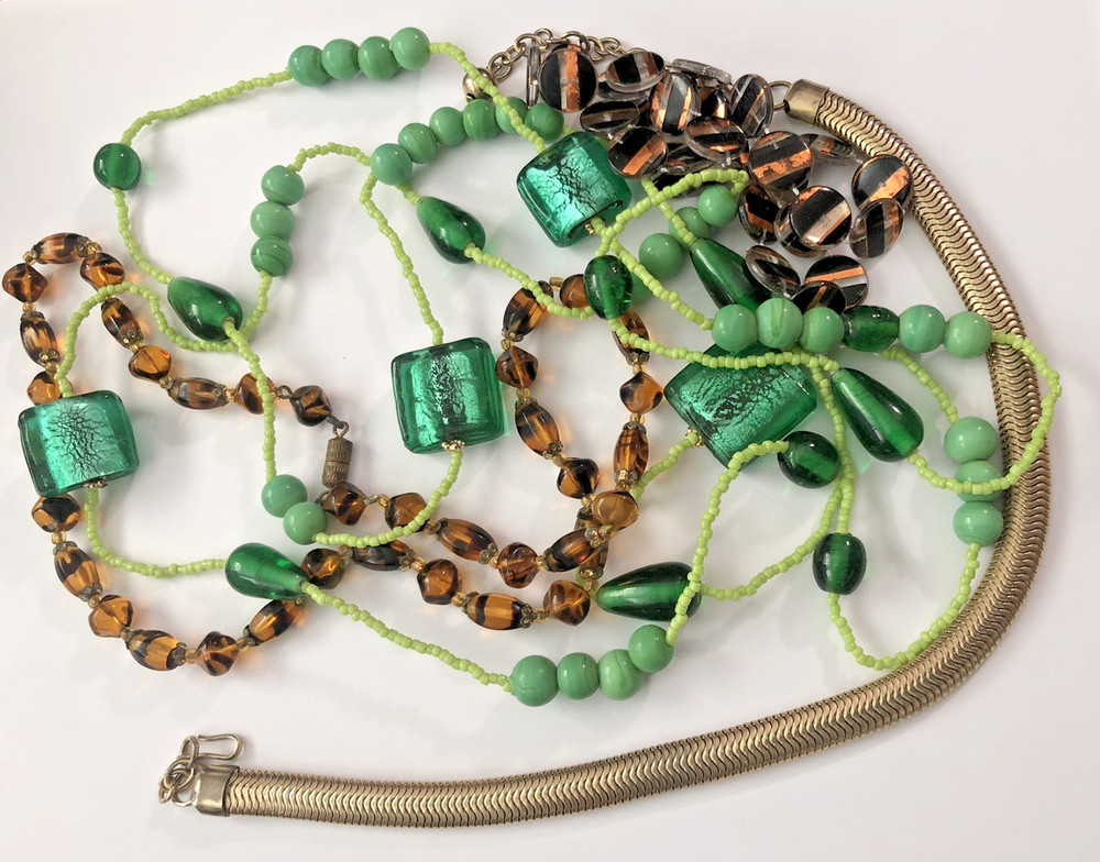 1970’s Costume Jewelry Necklaces Glass Metal & Plastic