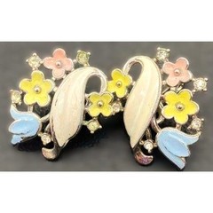 Vintage Trifari Garden Party Enamel Flowers choker bib necklace Clip On Earrings