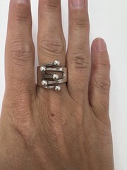 Anna Greta Eker AGE Sterling Silver Norway 5 Prong Jester Modernist Ring Size 8