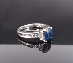 1.89ct GIA Burma No Heat Blue Sapphire & 0.54ct Diamond Platinum Ring Size 7.5