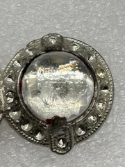Vintage 1930s Art Deco Carl Art Dress Clip Pot Metal High Dome Unfoiled Cabochon