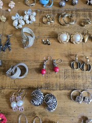 Vtg Retro Costume Lot Of 50 Earrings Clip On Earwire Push Backs