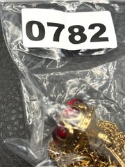 Vintage 1928 Gripoix Style Red Cabochon Pill Box Pendant Necklace 28”