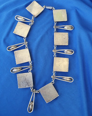 Original STERLING SILVER 925 Deco Onyx Modernist Necklace 186 Gr Vintage 18″ In