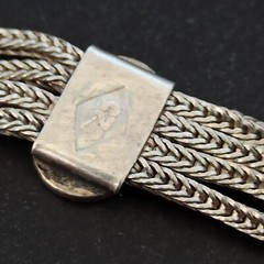 Vintage Silver Necklace Multi Chain Niello Station Layered 925 Ethnic Wide Old