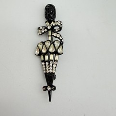 Vintage Signed HollyCraft Figural Rhinestone Umbrella Brooch Pin Read