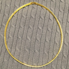 Vintage Omega Chain Necklace Gold Tone Collar Fold over Clasp Minimalist Elegant