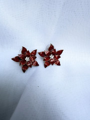 Eisenberg Vintage Ice Signed Holiday Poinsettia Brooch And earrings