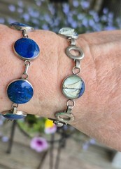 Vintage Indigo Lapis Lazuli Link Sterling Silver Bracelet 925