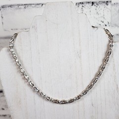 VINTAGE TENNIS BRILLIANT CZ STERLING SILVER 925 CHAIN NECKLACE 17 1/2″ STUNNING