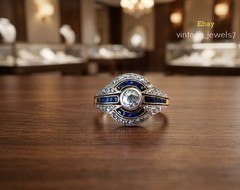 1.25CT Round Lab Created Diamond Vintage Art Deco Ring 14K Two-Tone Gold Finish