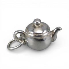 Vintage GRANDMA’S TEAPOT Charm for Bracelet STERLING SILVER Brown County NEW