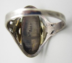 DELICATE ART NOUVEAU ERA STERLING SILVER ABALONE BLISTER PEARL RING SZ 8.25