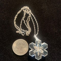 Vintage Gorham Sterling Silver Crystal Snowflake Necklace Pendant 18″ Chain 925