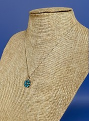 Vintage Zuni Native American Sterling Silver Flower Pendant Necklace 15″ Long