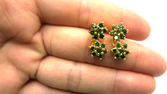 Vintage Green Peridot Jewelry Set – 18K Gold Plated Floral Necklace & Earrings