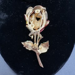 Vintage MODE-ART Rose Enamel Floral Bouquet Brooch Rhinestone Jewelry