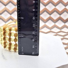 Vintage 70s Wood Yellow Bicone and Seed Bead Flexible Twisted Cuff Bracelet