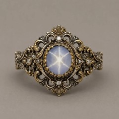 Vintage Star Sapphire Ring 925 Sterling Silver Antique Filigree Gift