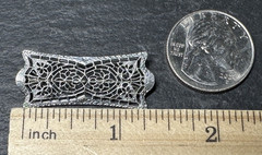 ANTIQUE? SILVER TONE FILAGREE BROOCH N611