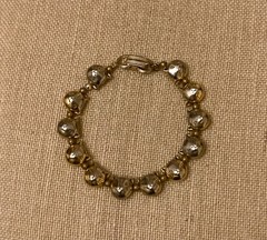 Vintage Cat Head Bead Bracelet 7.75″ Gold Tone & Silver Tone READ