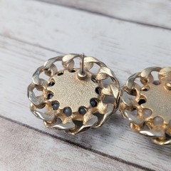 Vintage Stud Earrings For Pierced Ears Dark Blue with Chain Like Halo 1.25″