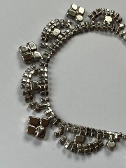 Vintage Elegant Draping Clear Rhinestone Silvertone Choker Necklace – 15.5 inche