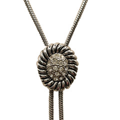 Lariat Necklace Cowgirl Pendant Slides Silver Plated Pave Rhinestone 32″