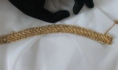 1950s Rhythm Bracelet Gold Filled Ornate 5/8″ Twisted Rope Oval Link 7.5″