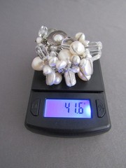 SILPADA STERLING STRUNG BAROQUE PEARL QUARTZ TOGGLE CLASP TENNIS BRACELET