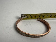 Vintage Mixed Metal Braided Magnetic Cuff Bracelet – copper, brass, and silver
