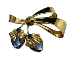 STERLING Estate Brooch Floral Blue Crystals Goldtone (24g) *EUC* REGAL!!