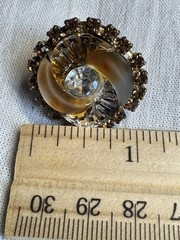 Vintage Edlee Moulded Glass Amber Coloured Clip On Earrings