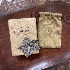 Lois Hill Sterling Silver Flower Brooch Pin, Nature Theme, With Pouch