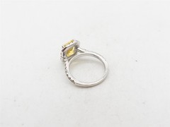 $9000 5ct Natural Yellow Sapphire FANCY INTENSE VS Diamond 18k White Gold Ring