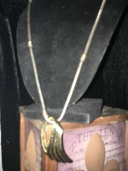 Vintage 1.5 Open Work Gold Tone Modern Slide Pendant 24″ Smooth Chain Necklace