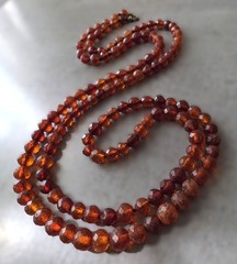Antique Natural Baltic Amber Faceted Beaded 35″ Necklace 20.7g