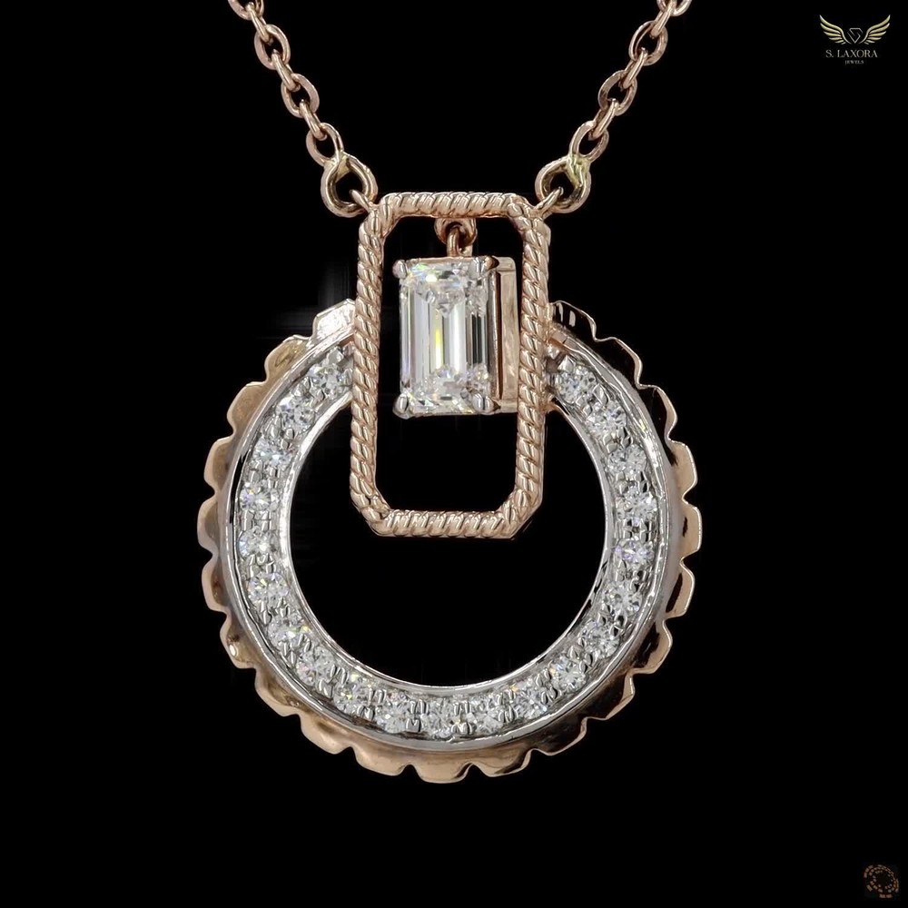 Lab Created Diamond 0.82ct Pendant Necklace Rose Gold Plated Gift